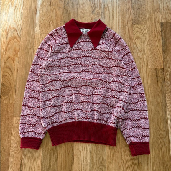 Donegal Estate Vintage 60s Made in USA Orlon Acrylic Knit Polo Sweater MCM Large